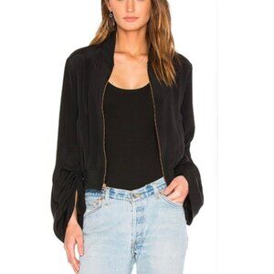 Tibi Sculpted Silk Bomber Jacket Sz M Black